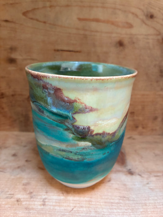 Unikt håndmalet stort landskabskrus