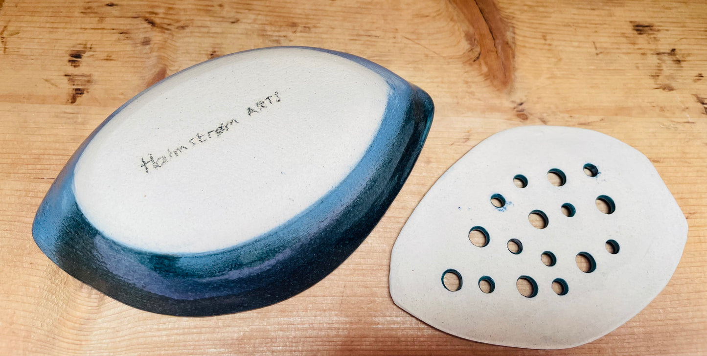 Unik havblå sæbeskål