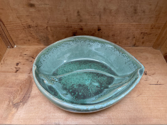 Kobbergrøn unika skål med skraveringer