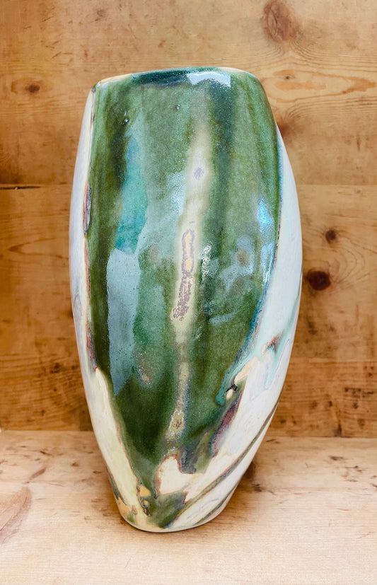 Grøn og hvid unika vase