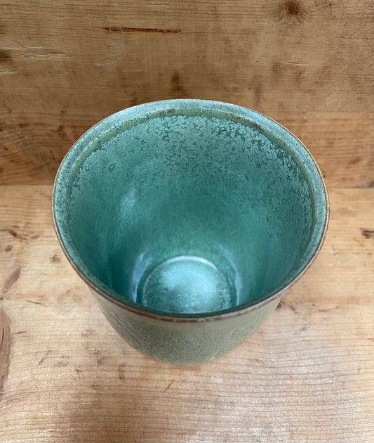 Kobbergrøn blegt unika skraveret krus