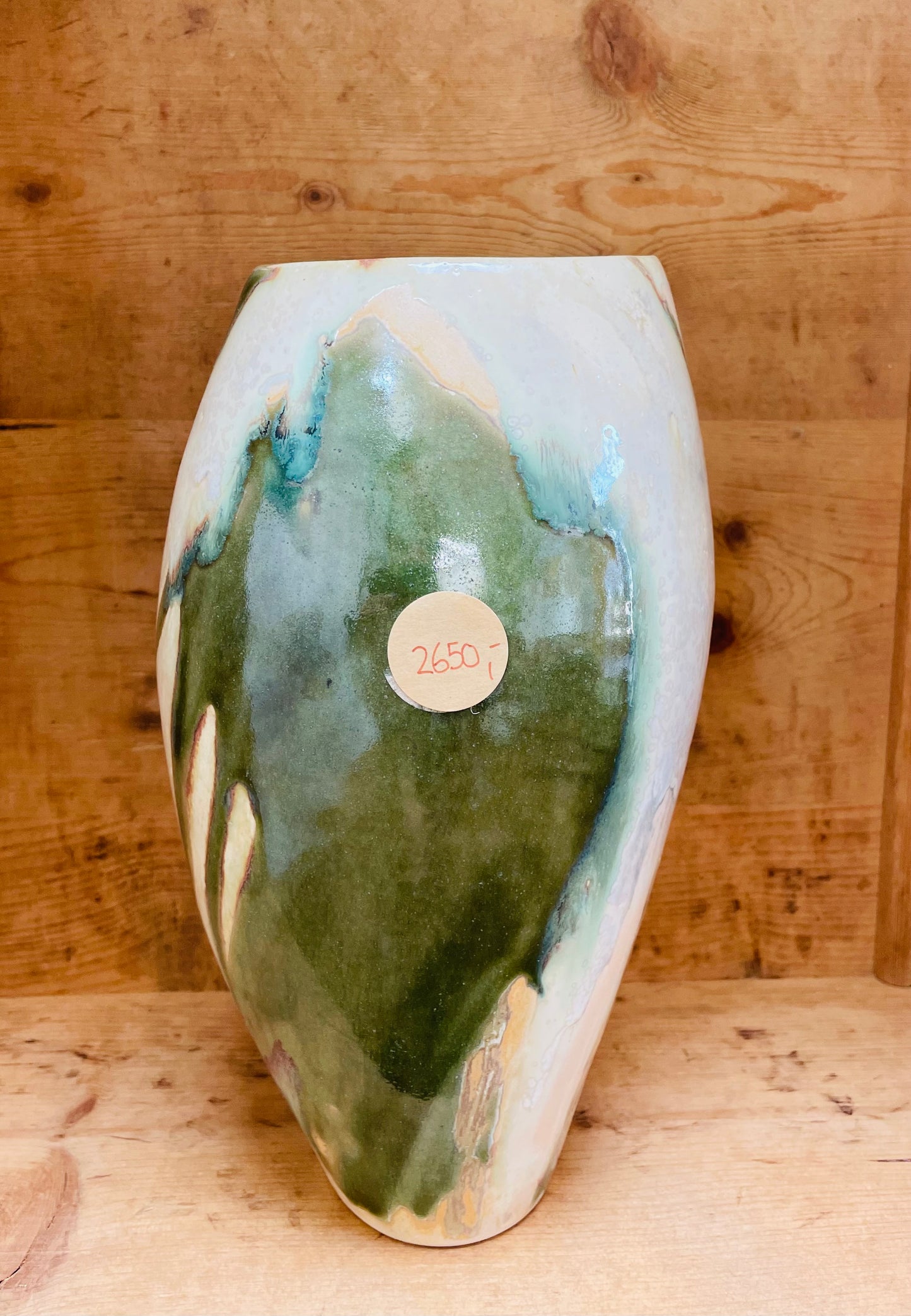 Grøn og hvid unika vase