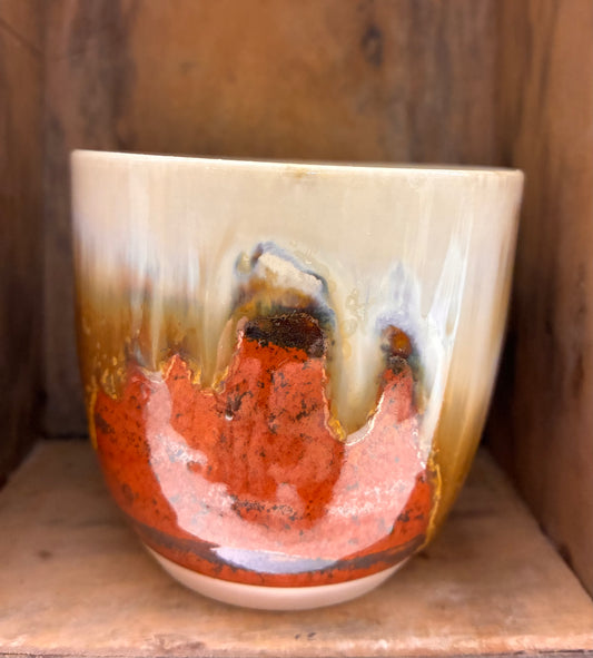 Håndmalet lille krus -Efterårs landskab