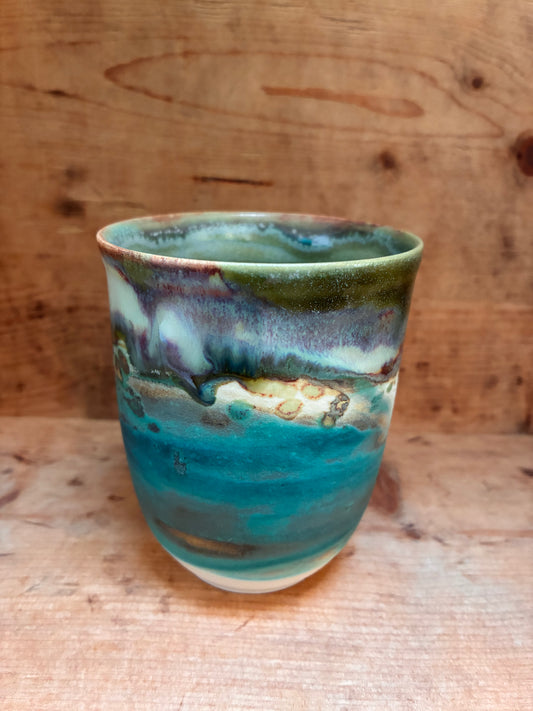 Unikt håndmalet stort landskabskrus